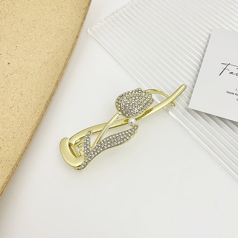 Rhinestone Fancy Metal Banana Clip(Pack Of 1)