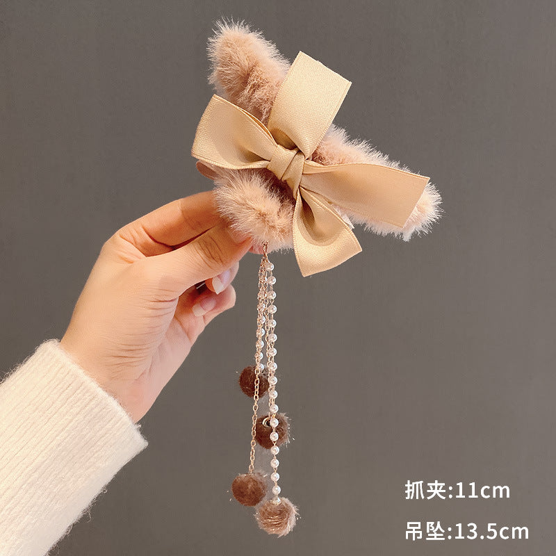 Fur Hair Claw Clip With Pom Pom tail (Pack of 2)