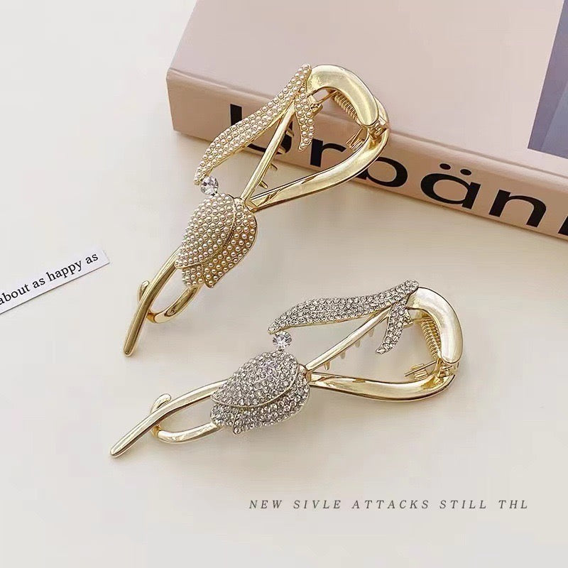 Rhinestone Fancy Metal Banana Clip(Pack Of 1)