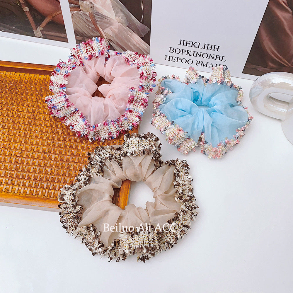 Satin Long Ribbon tail scrunchies (pack of 5)