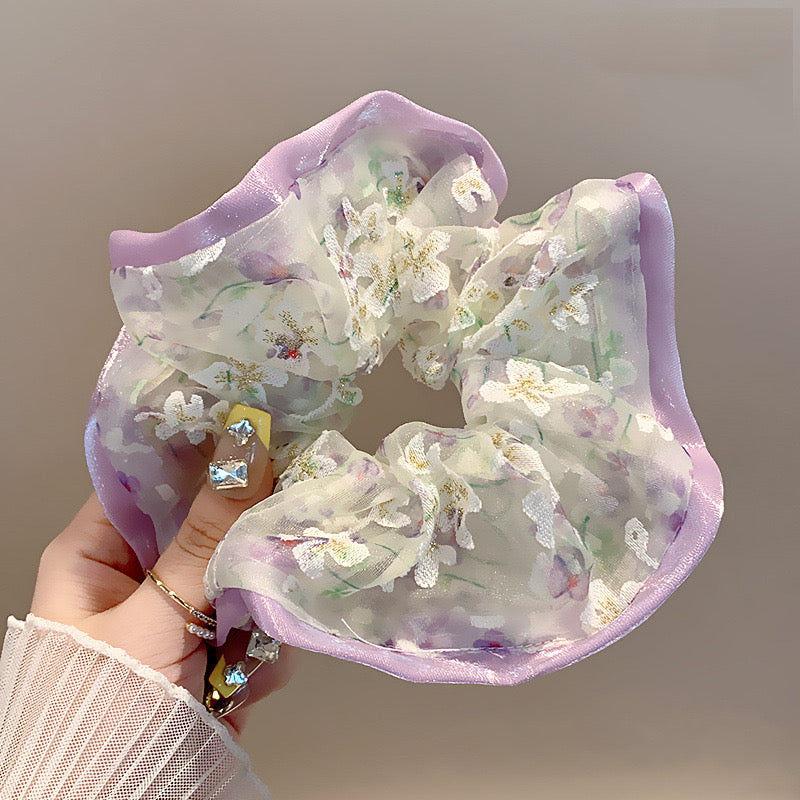 Floral print Korean scrunchies (Pack of 3)