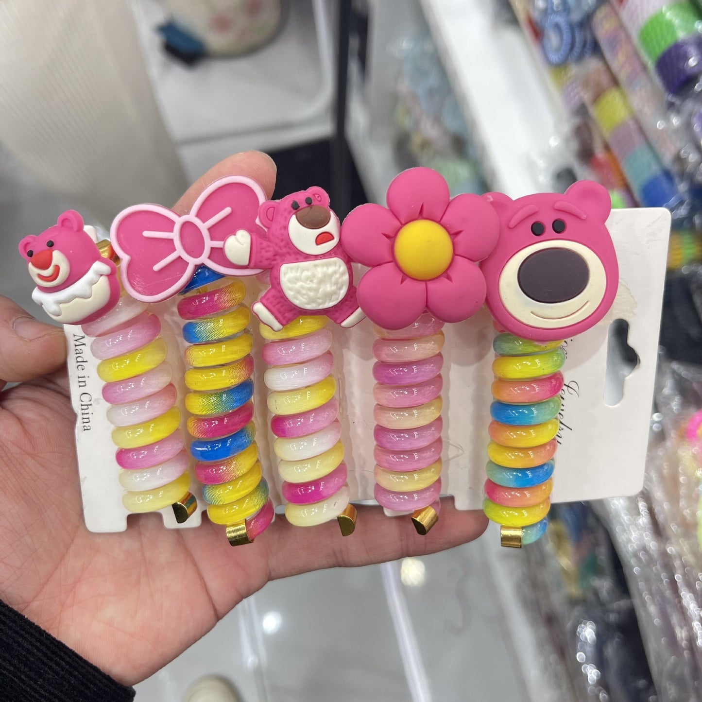 Cartoon character Curly Phone Line Wire Hair Ties Pack of 5
