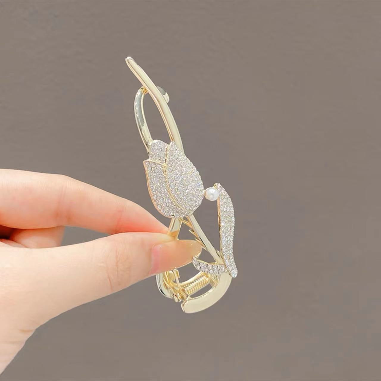 Rhinestone Fancy Metal Banana Clip(Pack Of 1)