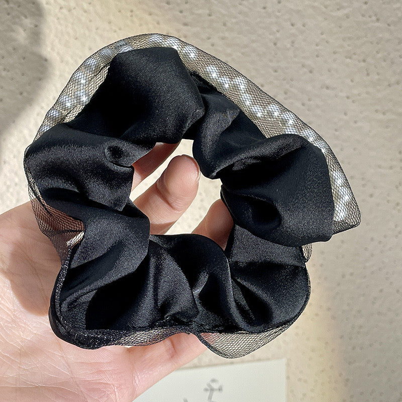 Satin Scrunchies inbuilt pearl ( Pack of 2)
