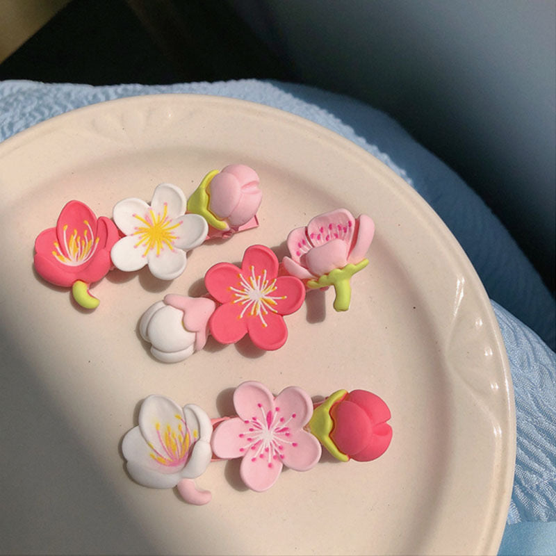 Pink Floral Clips Pack of 3