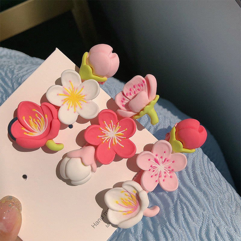 Pink Floral Clips Pack of 3