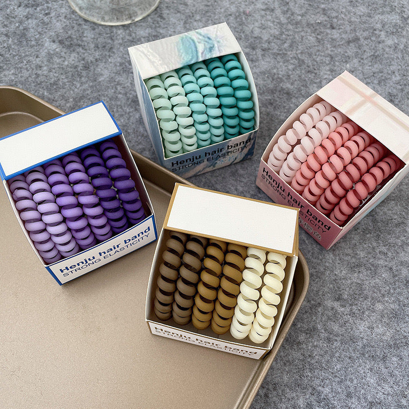 Strong Elasticity Telephone Wire Hair taies (Pack of 6 in One Box)