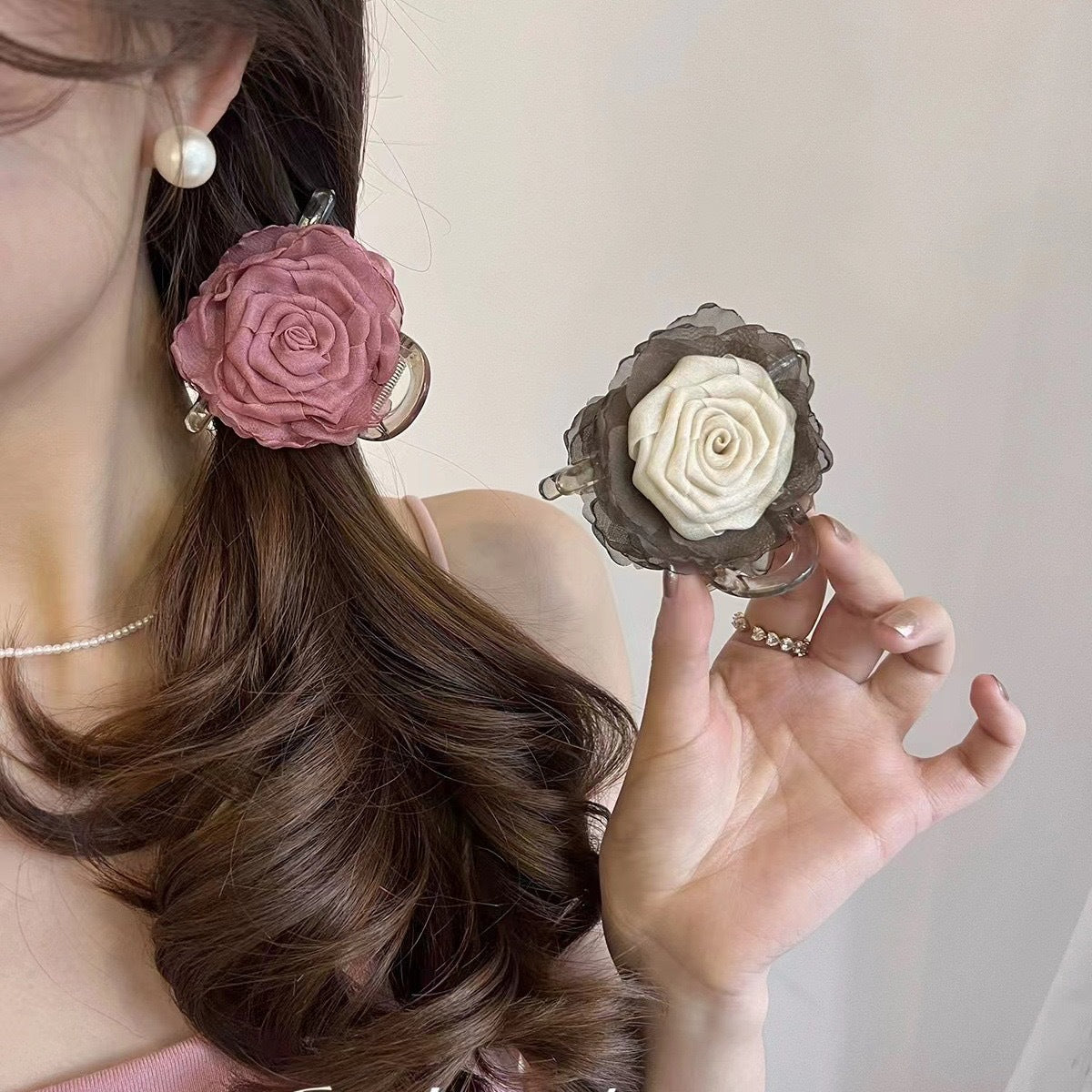 Elegant Floral Rose Claw Clip (Pack of 3)