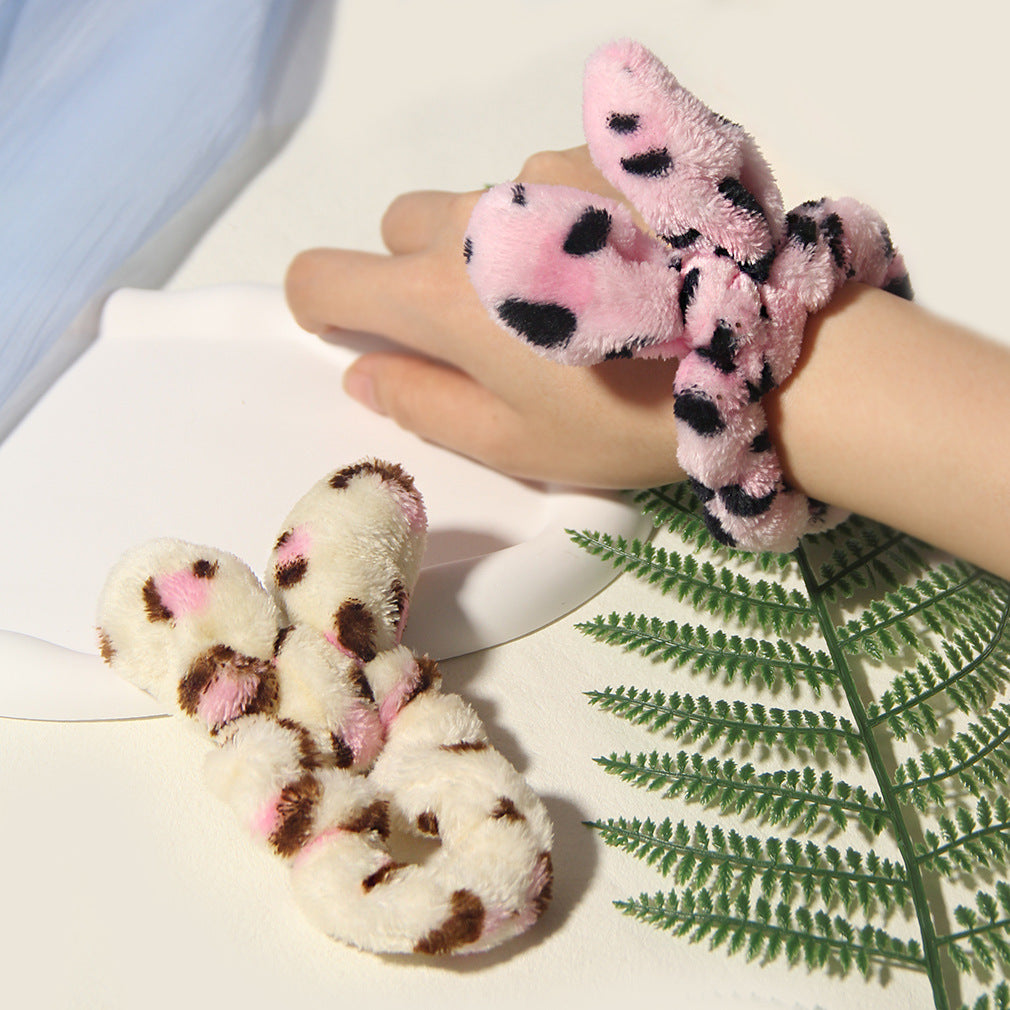 Bunny Ear Leopard Print Scrunchie (Pack of 6)