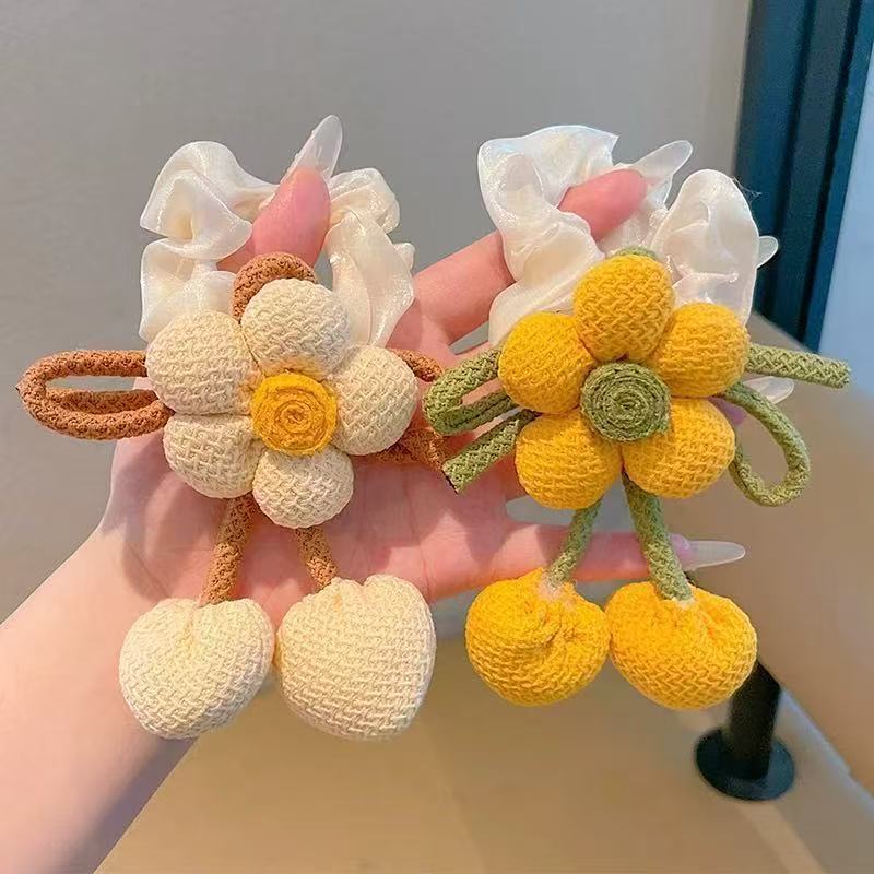 Floral Cherry Hair Scrunchie (Pack of 3)