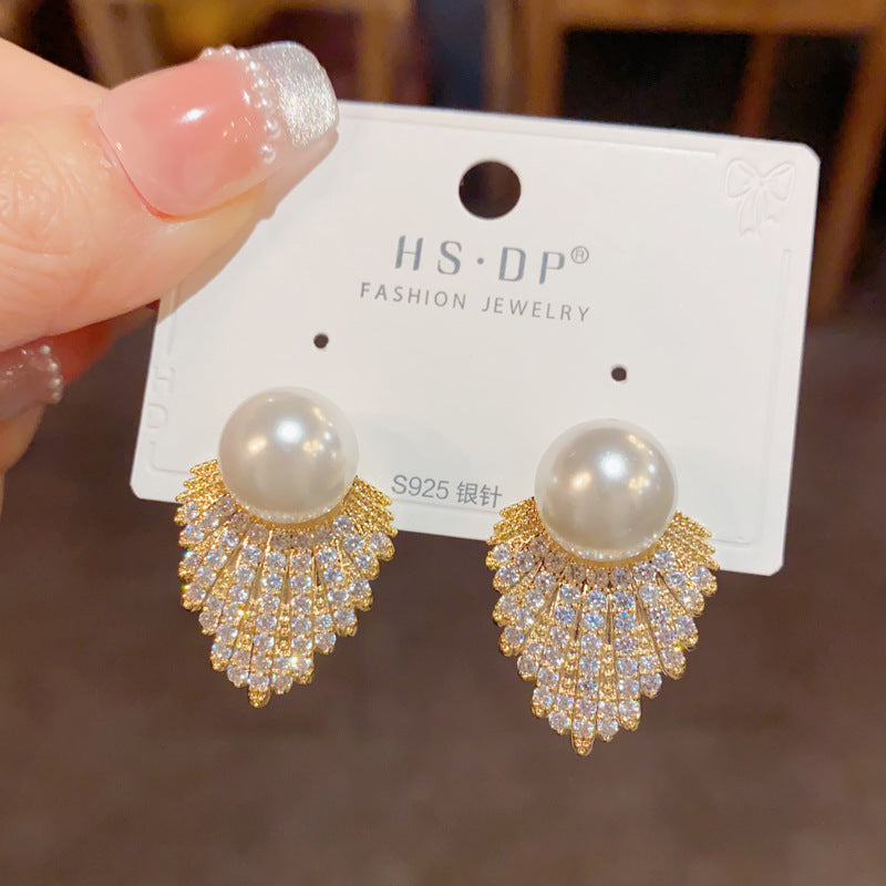 Royal Pearl Crystal Drop Earrings