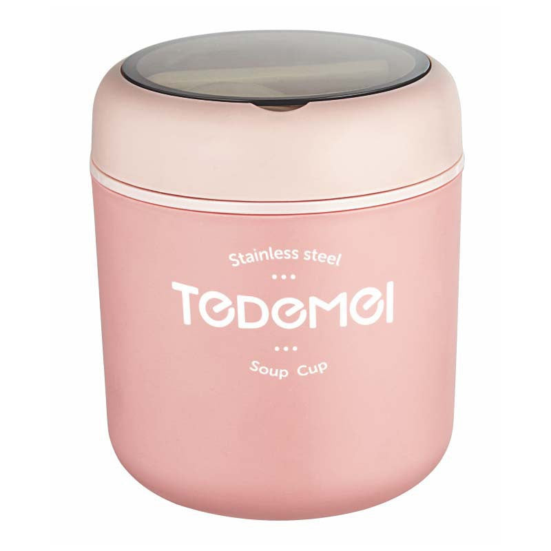 Aesthetic Stainless Steel Insulated Soup Cup with Spoon