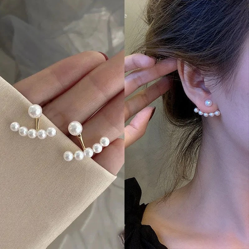 Elegant Pearl Ear Jacket Earrings
