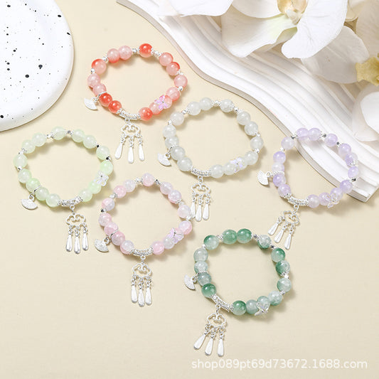 Pastel Crystal Beaded Charm Bracelet Pack of 3