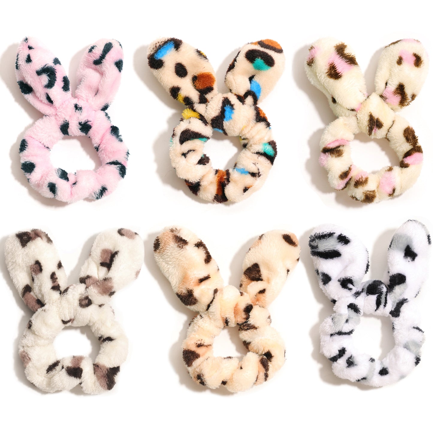 Bunny Ear Leopard Print Scrunchie (Pack of 6)