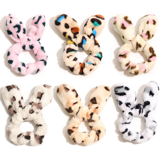 Bunny Ear Leopard Print Scrunchie (Pack of 6)