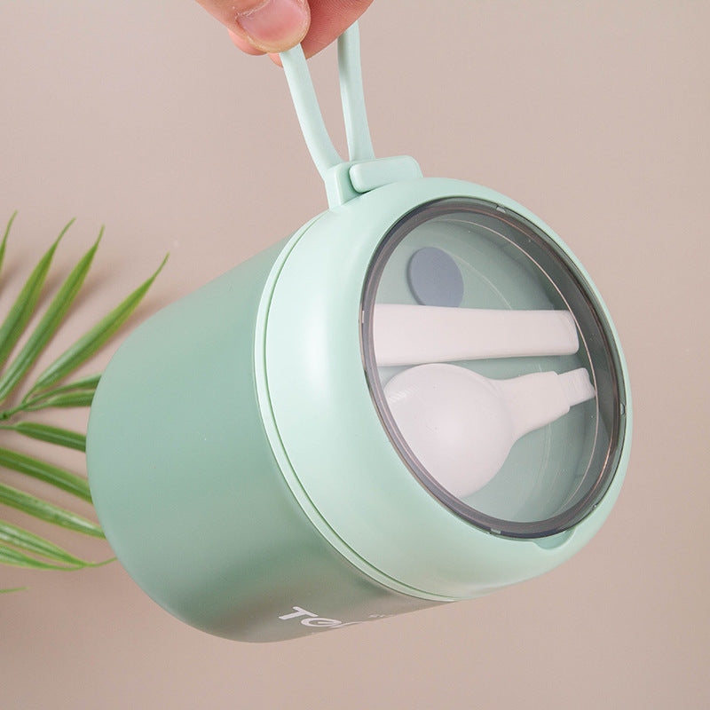 Aesthetic Stainless Steel Insulated Soup Cup with Spoon