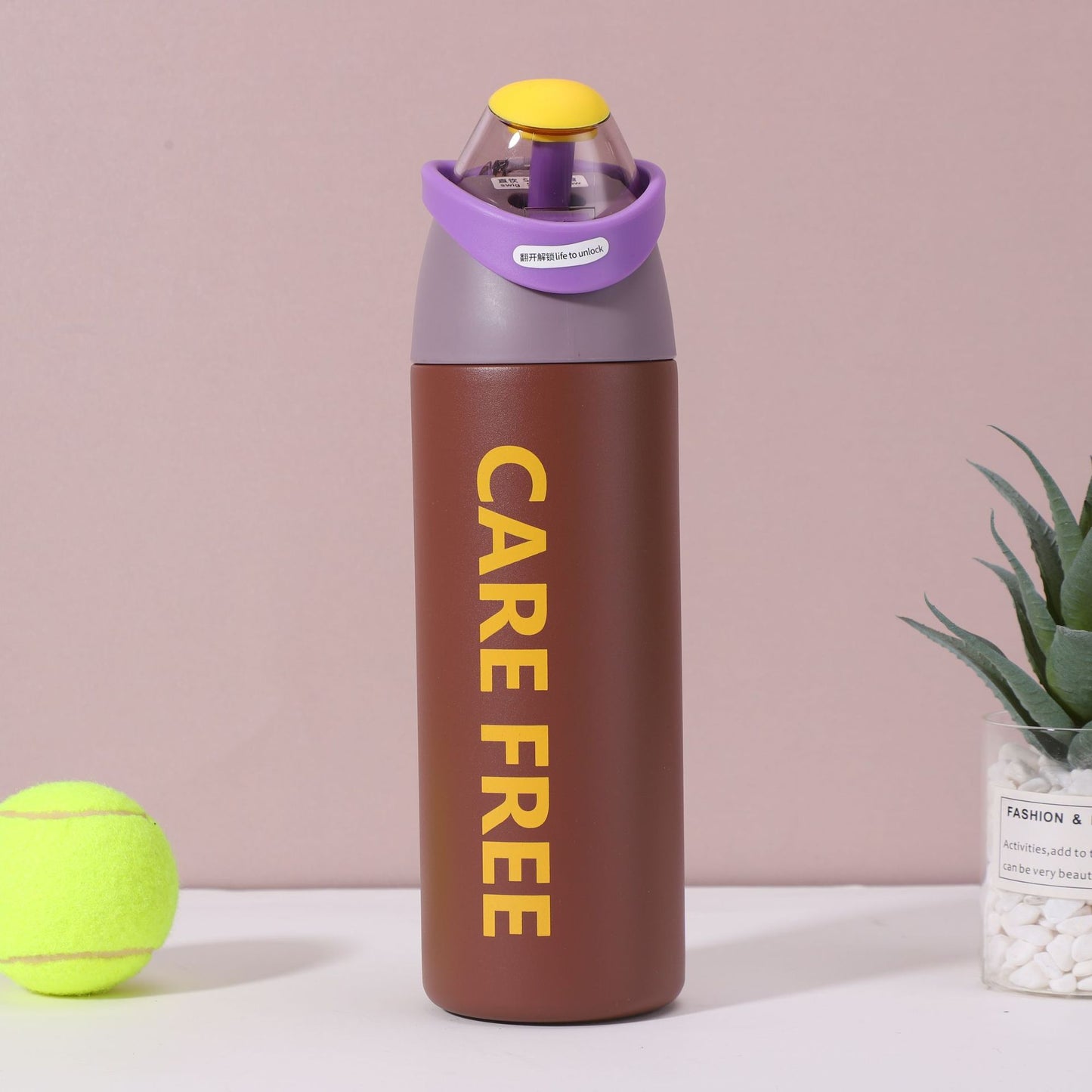Random Color Leakproof Water Bottle with Straw Lid(Pack of 1)