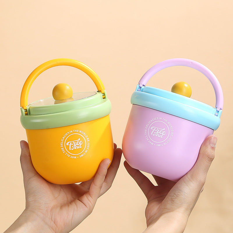 Portable Insulated Lunch Bowl with Spoon & Carry Handle Random Colour (Pack of 1)