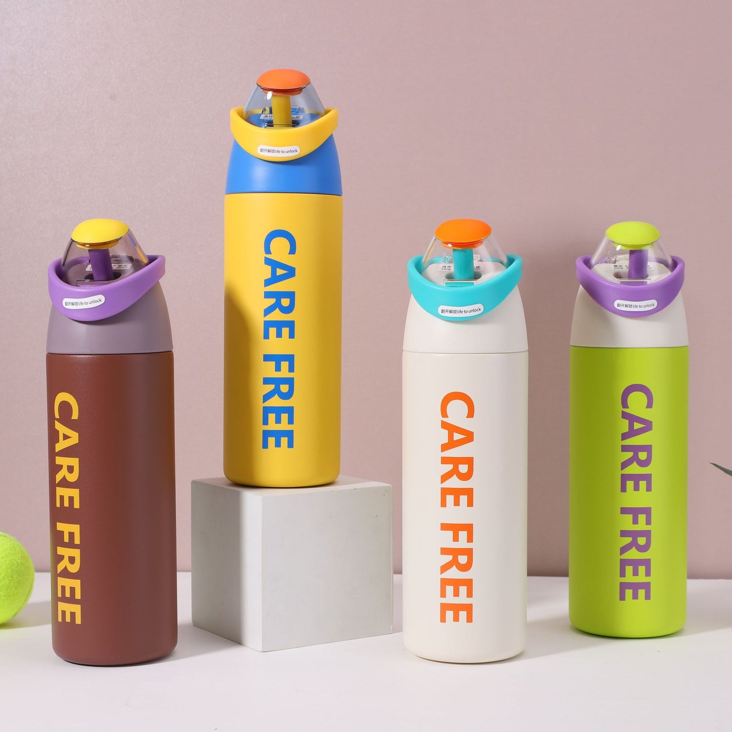 Random Color Leakproof Water Bottle with Straw Lid(Pack of 1)