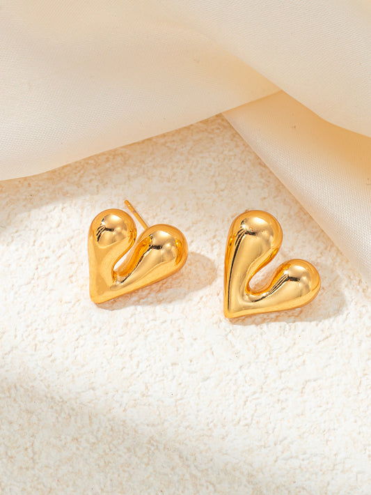 Golden Heart Stud Earrings