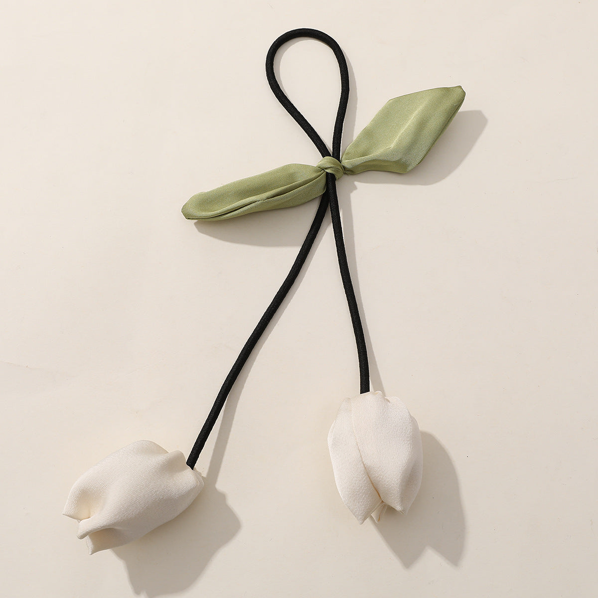 Elegant Bow & Rose Tulip Hair Tie – Chic Korean Style Hair Accessory for Women & Girls