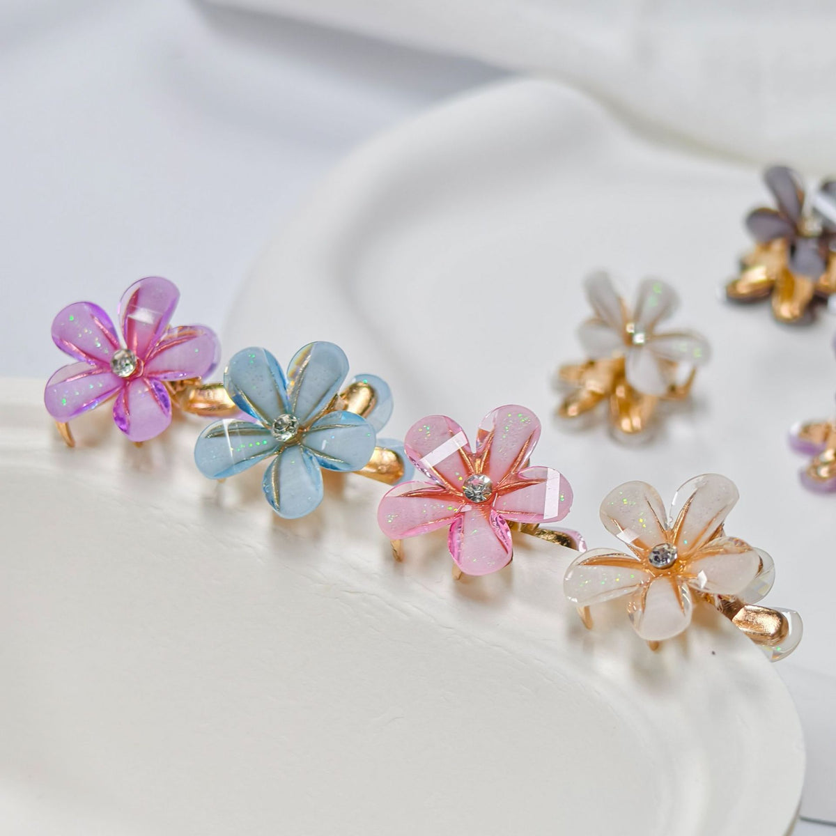 Mini Flower Hair Claw Clips – Set of 10