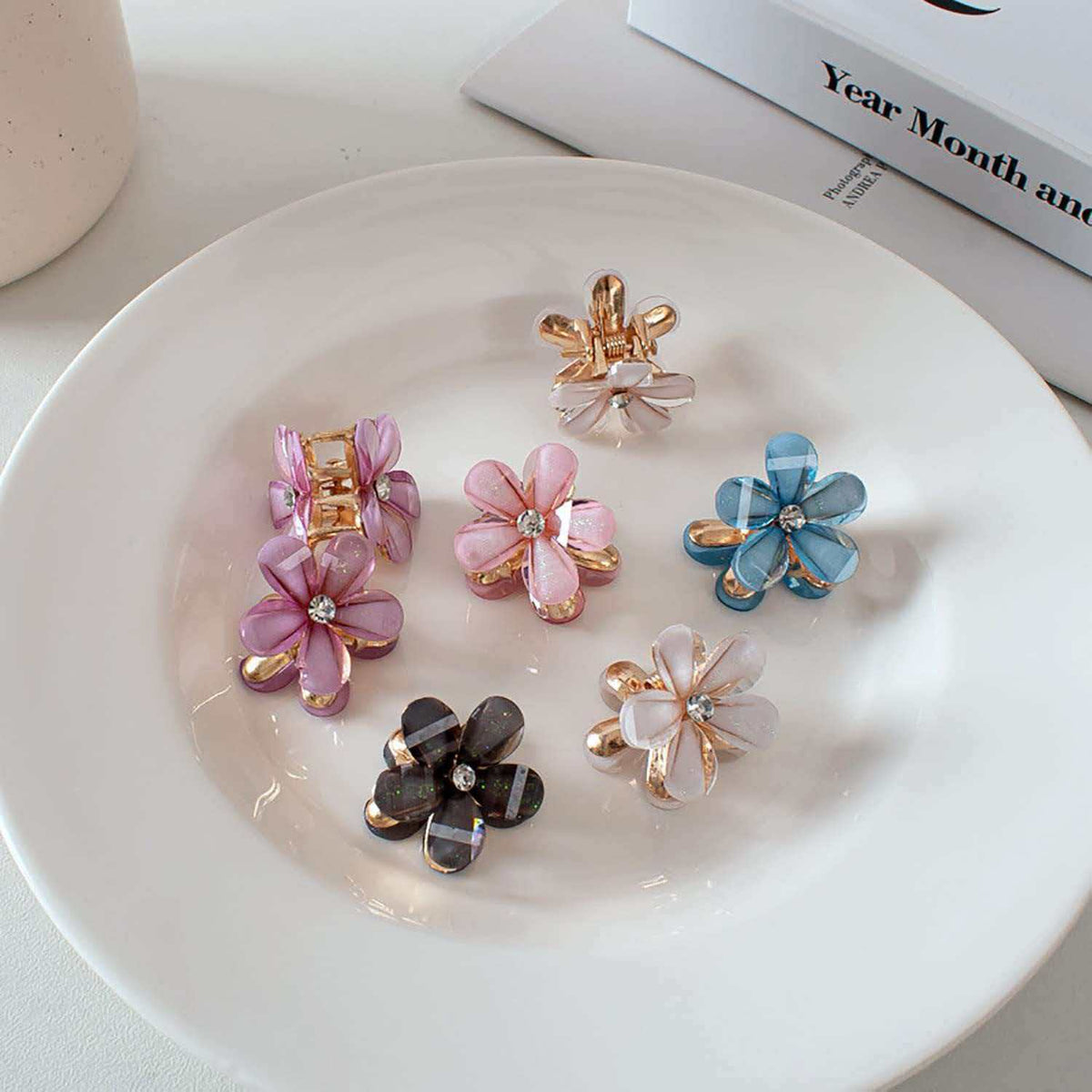 Mini Flower Hair Claw Clips – Set of 10