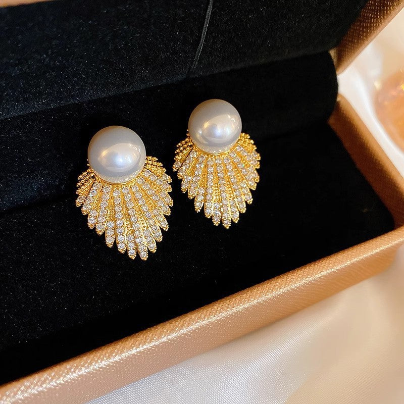 Royal Pearl Crystal Drop Earrings