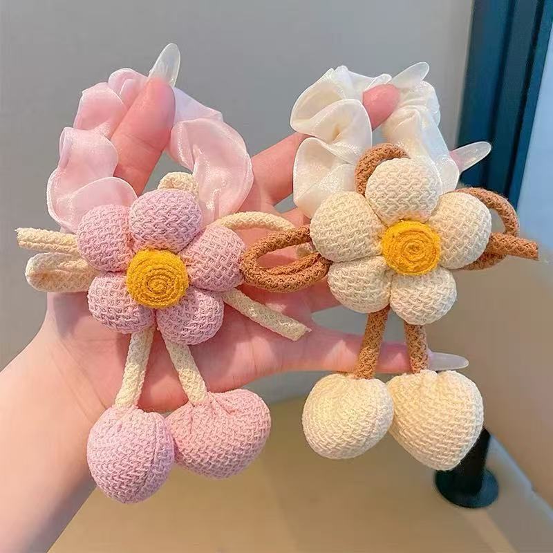 Floral Cherry Hair Scrunchie (Pack of 3)