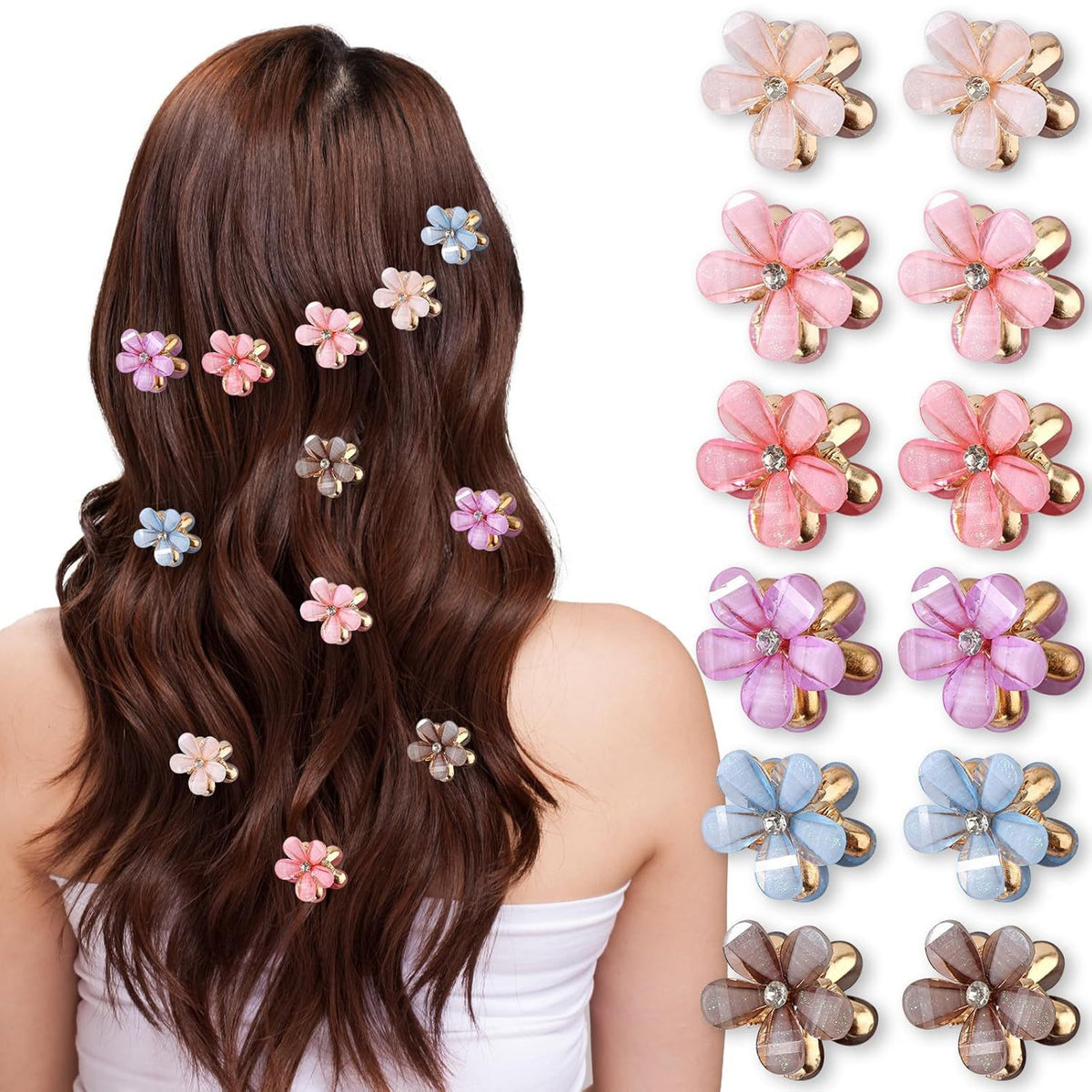 Mini Flower Hair Claw Clips – Set of 10